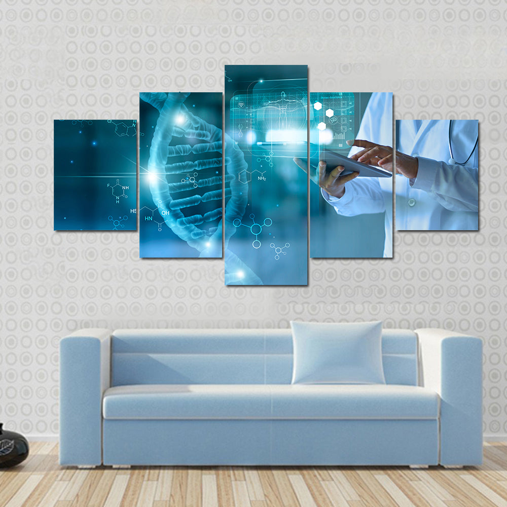 Medical Technology Concept with Doctor and Holographic Display Canvas Wall Art