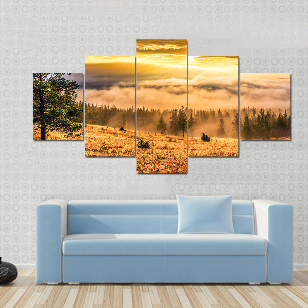 Ural Taiga Hills At Dawn In Bashkortostan Canvas Wall Art