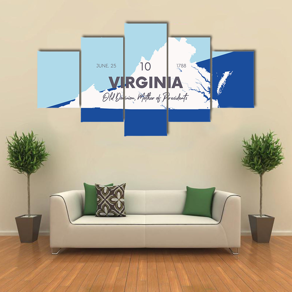Virginia State Map Typography Canvas Wall Art