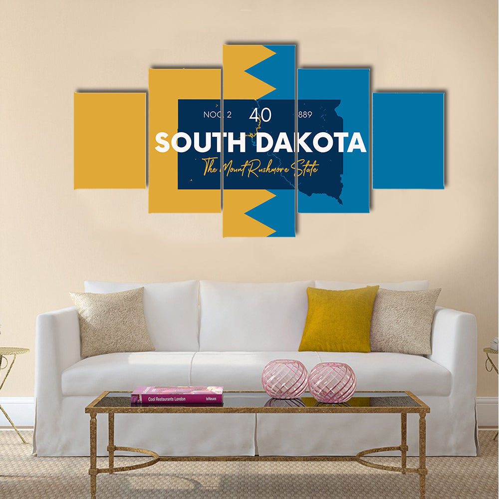 South Dakota State Map Canvas Wall Art
