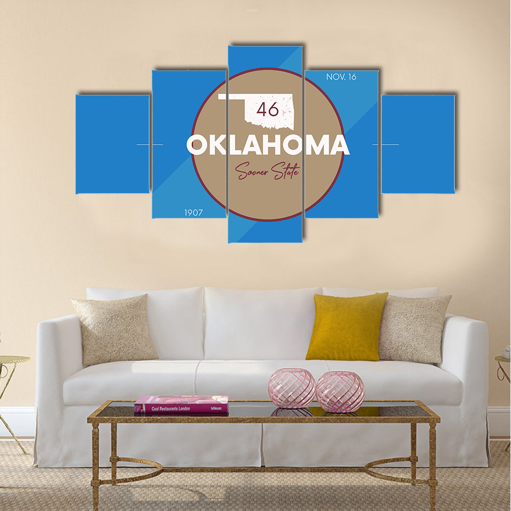 Oklahoma State Map Emblem Canvas Wall Art