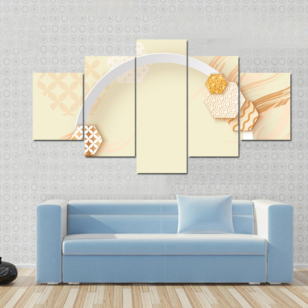 Zen Gold Circle with Pattern Canvas Wall Art