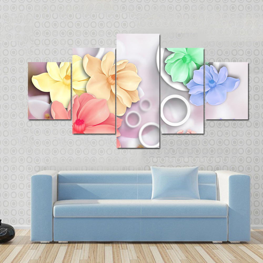 Layered Pastel Floral Ornament Canvas Wall Art