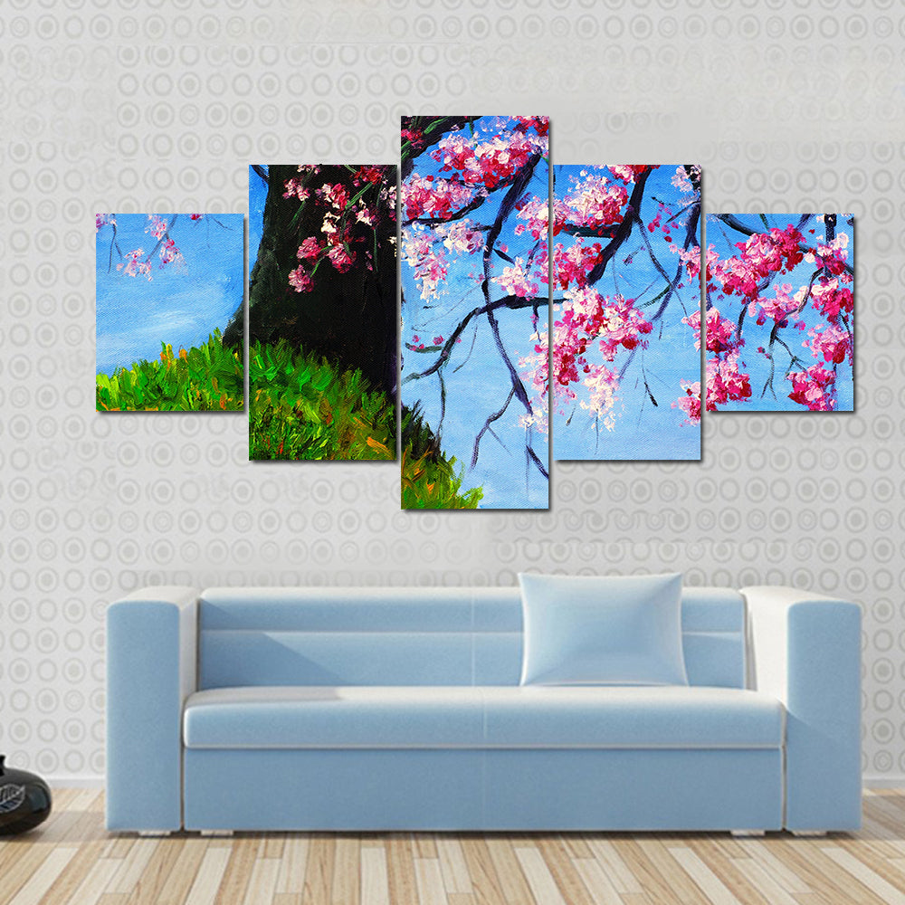 Impasto Cherry Blossom Tree Painting Canvas Wall Art