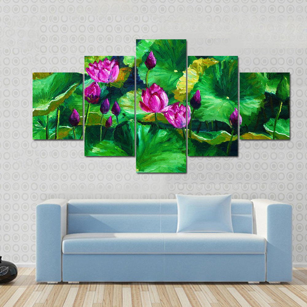 Lotus Flowers Oil Painting Canvas Wall Art
