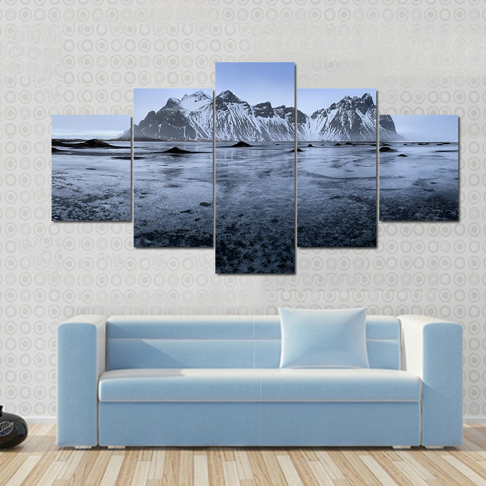 Sand Dunes At Stoksnes Beach In Iceland Canvas Wall Art