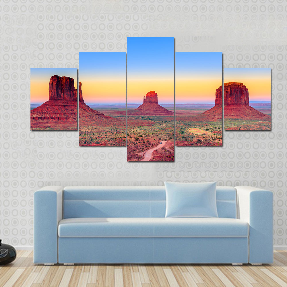 Sunset At Monument Valley In USA Canvas Wall Art