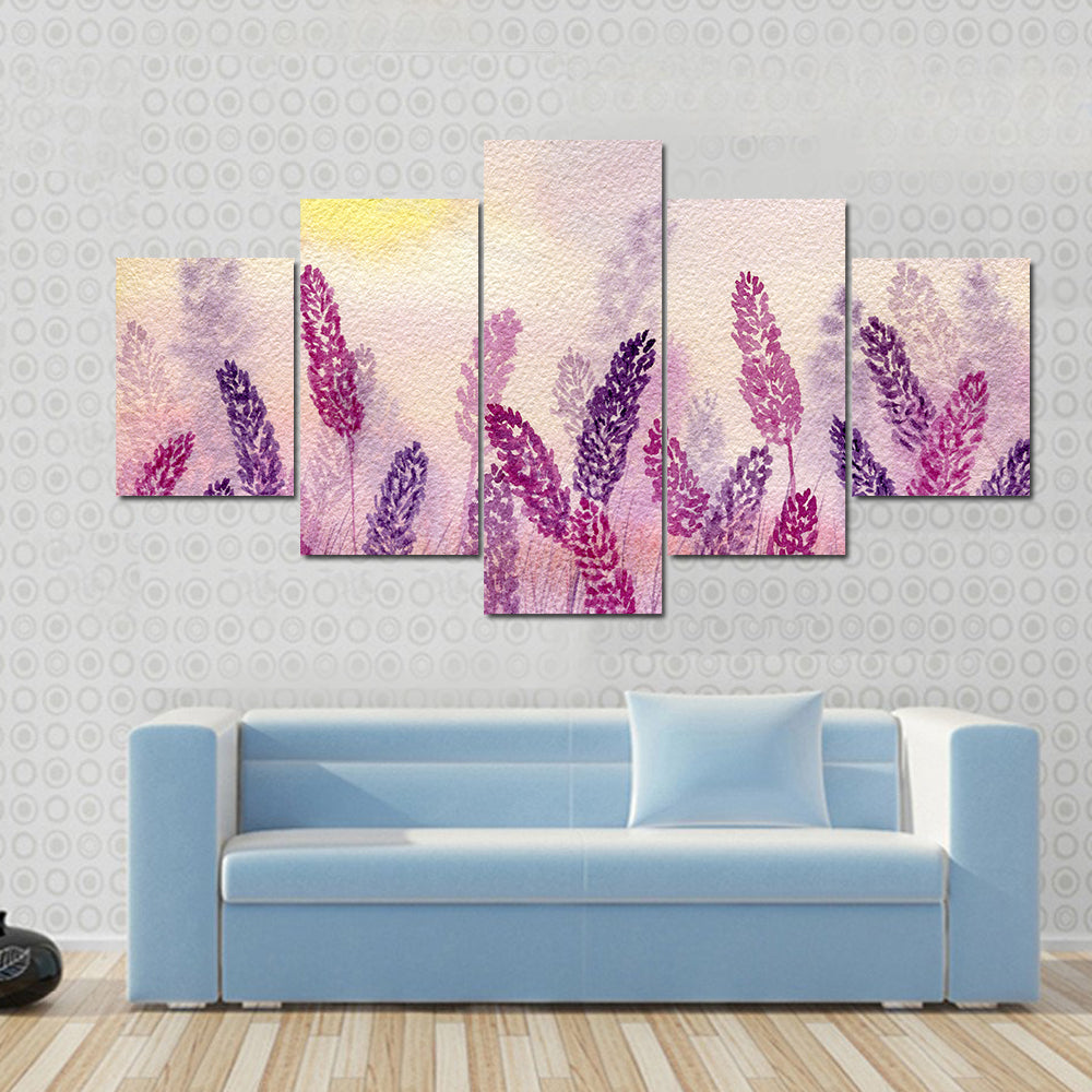 Misty Lavender Field at Sunrise Canvas Wall Art