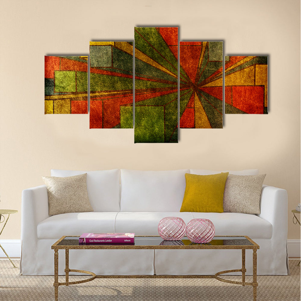 Grunge Geometric Radial Abstract Canvas Wall Art