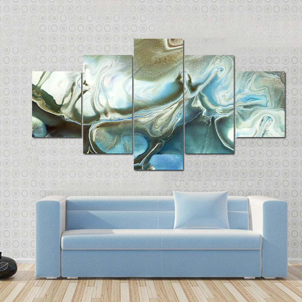 Acrylic Marble Texture with Gold Accents Canvas Wall Art