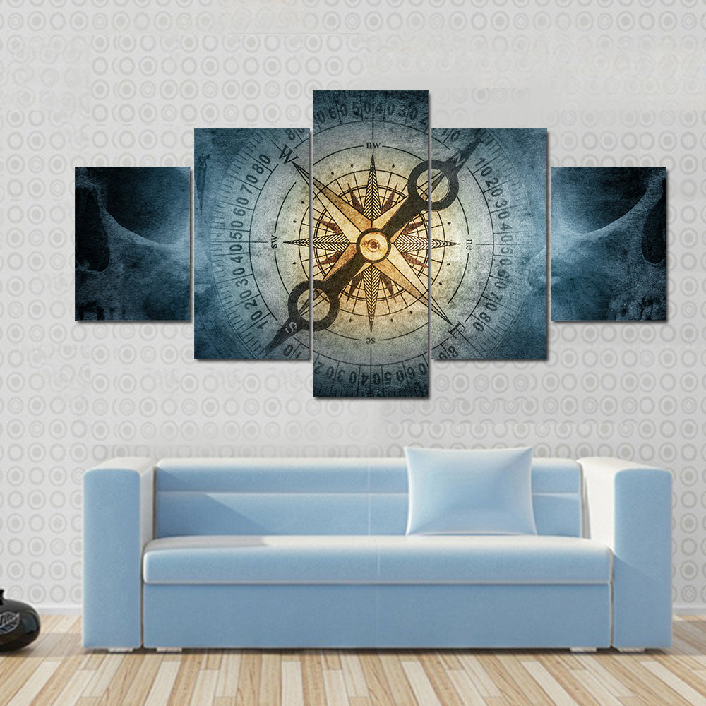 Sailor Skull with Vintage Compass Canvas Wall Art