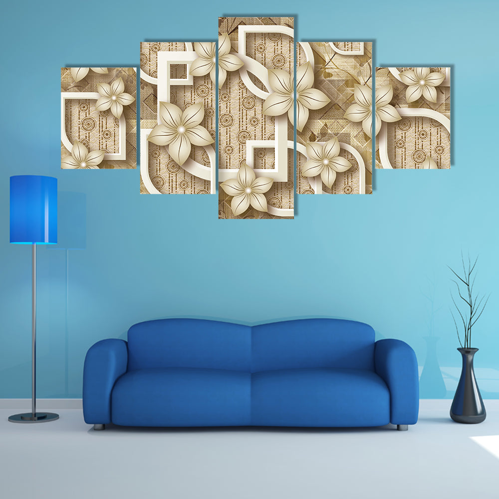 3d Floral Geometric Composition Canvas Wall Art