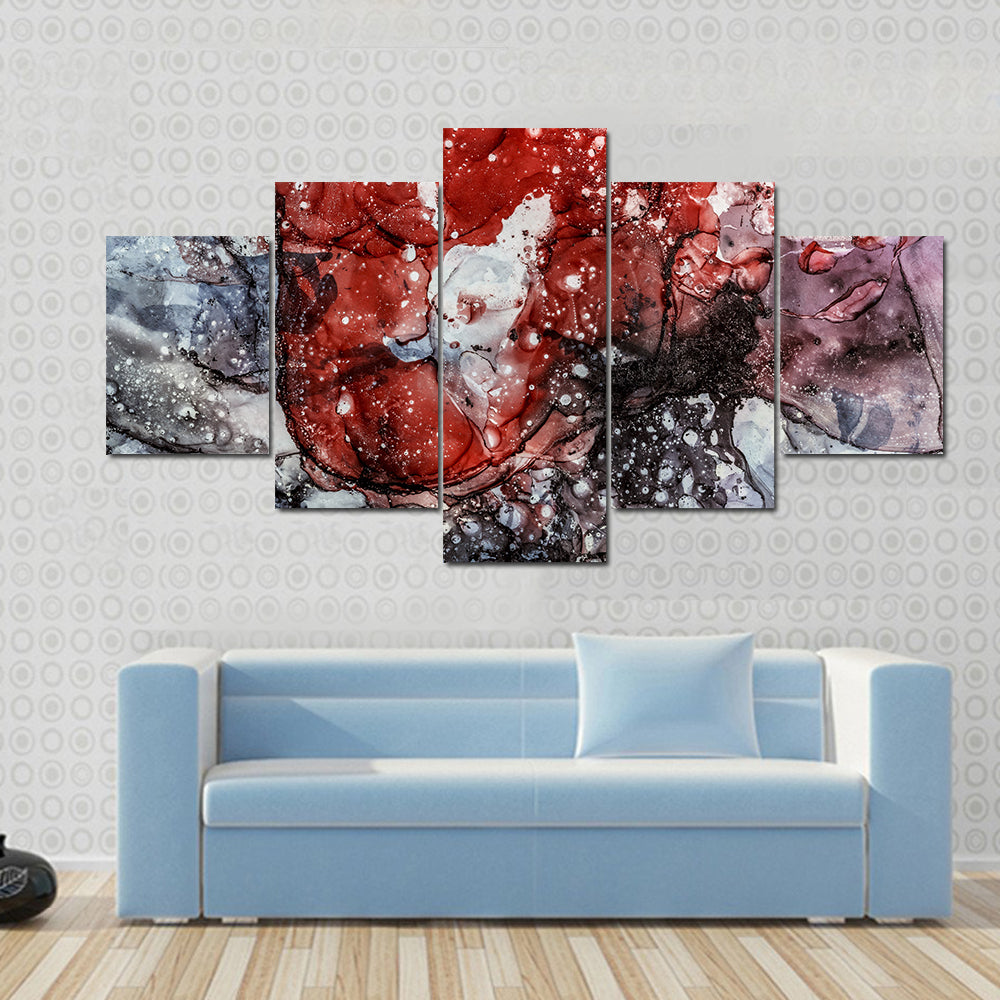 Textured Red Fluid Abstract Canvas Wall Art