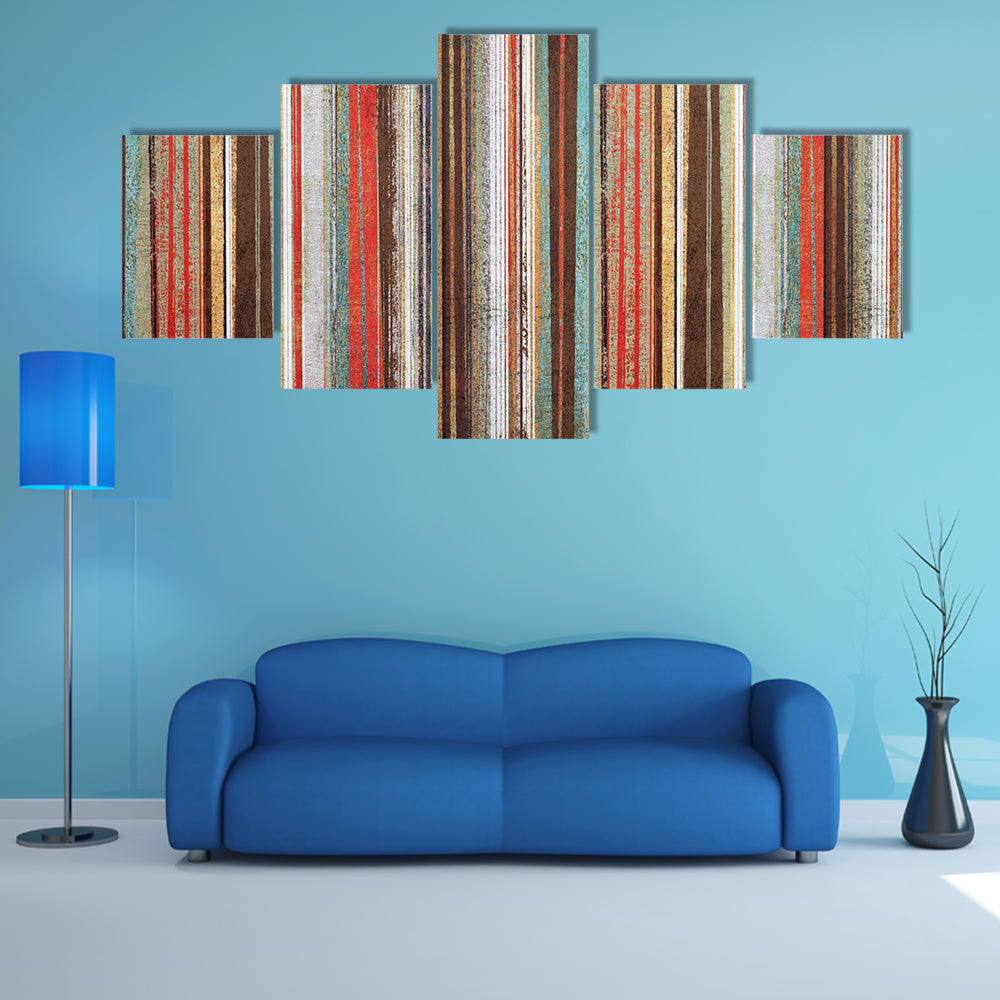 Vintage Shabby Striped Wallpaper Canvas Wall Art