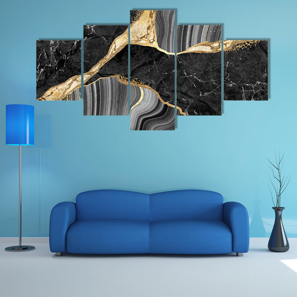 Gold-flecked Marble and Agate Texture Canvas Wall Art