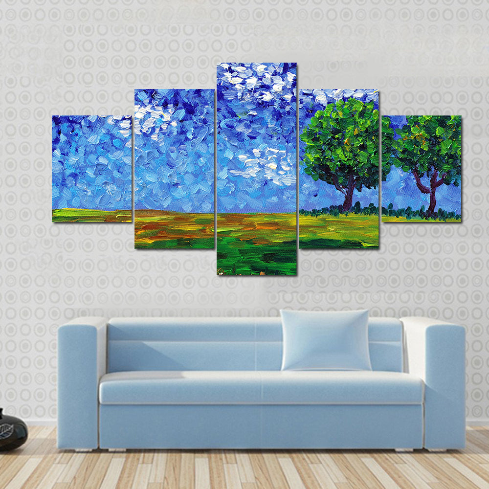 Green Meadow Abstract Landscape Canvas Wall Art