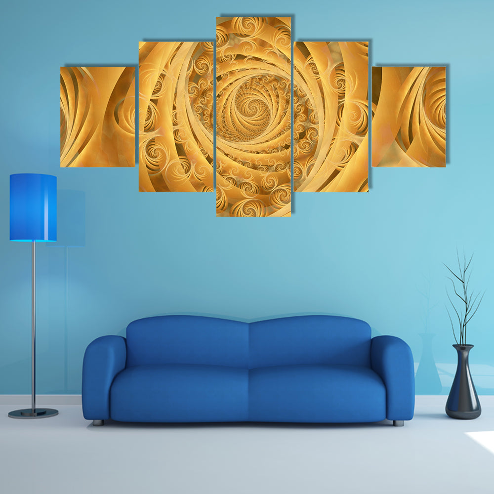 Wispy Gold Spiral Pattern Canvas Wall Art