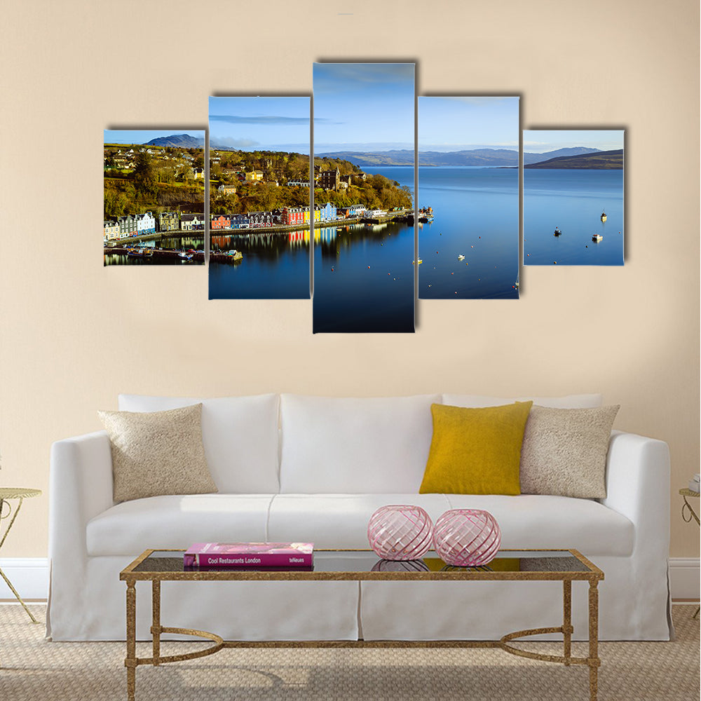 Tobermory Bay Harbor with Colorful Houses Canvas Wall Art