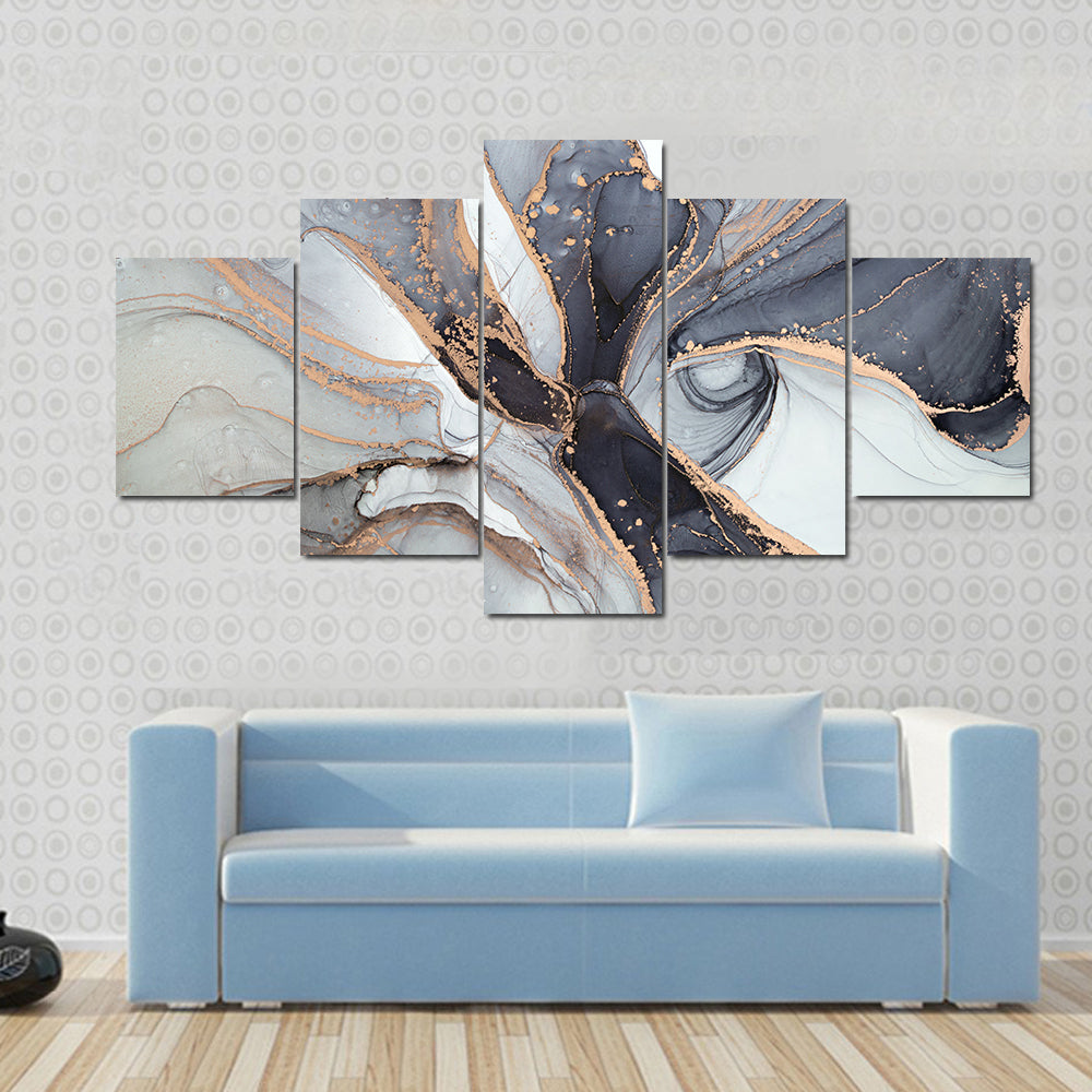 Alcohol Ink Marble with Gold Accents Canvas Wall Art