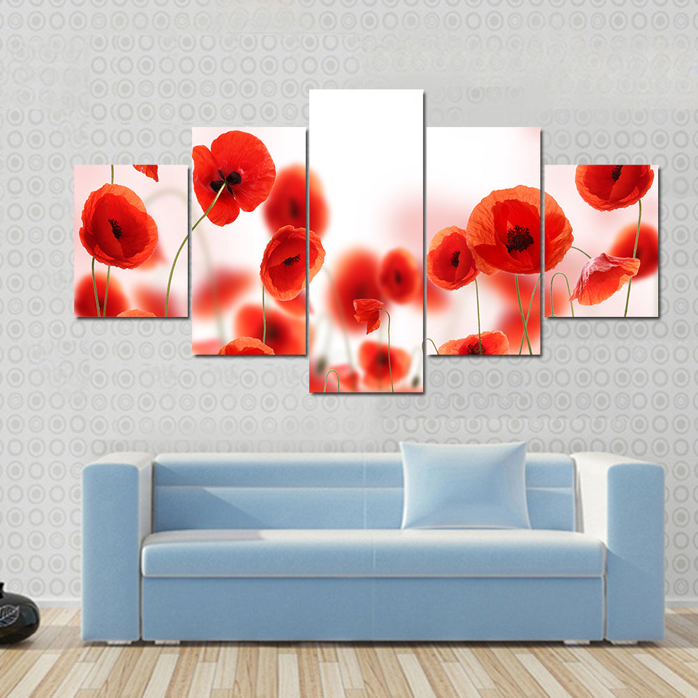Poppy Flowers Field Canvas Wall Art