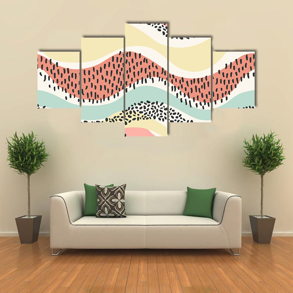 Layered Wavy Bands with Seed Dots Canvas Wall Art