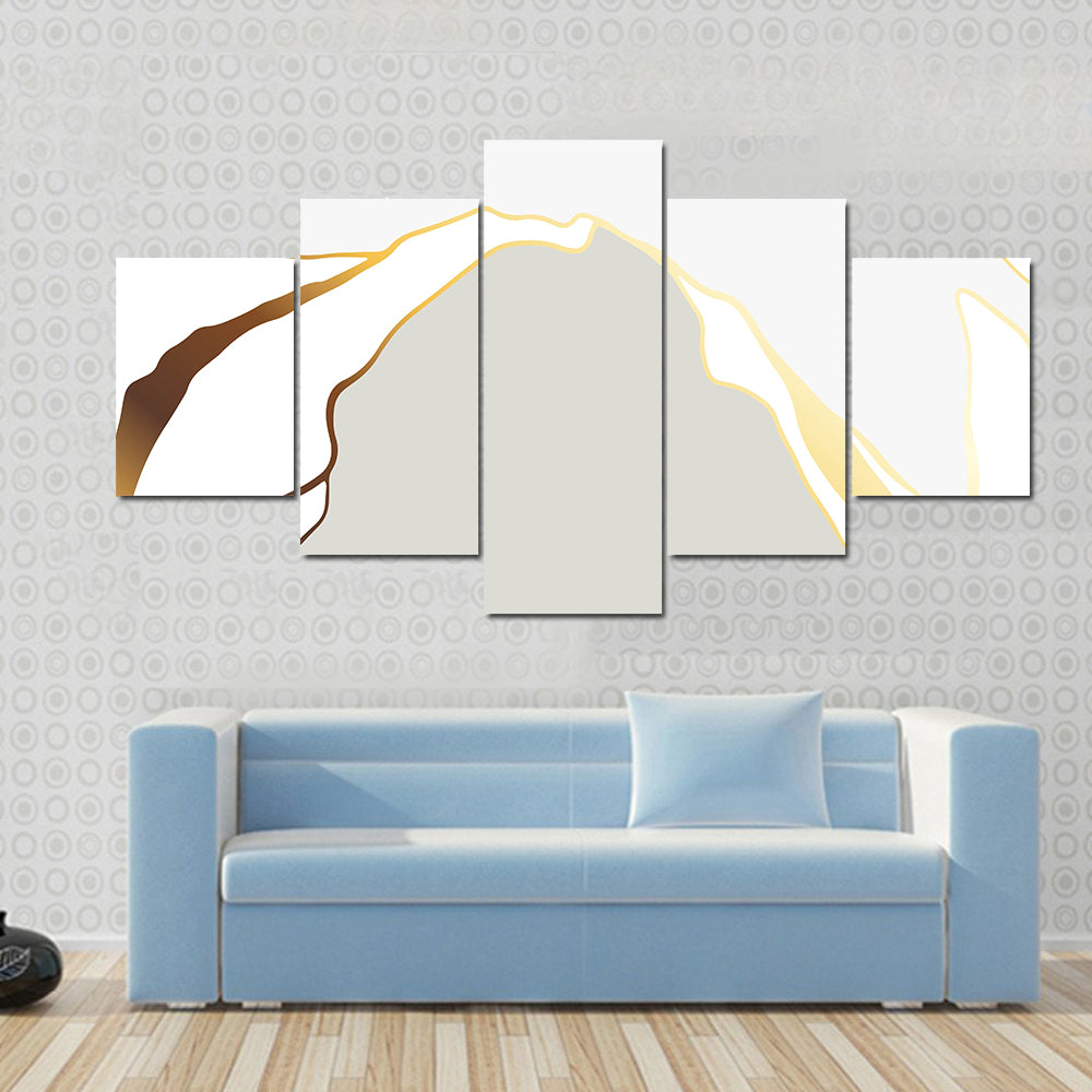 Minimal Marble Peak with Gold Accents Canvas Wall Art