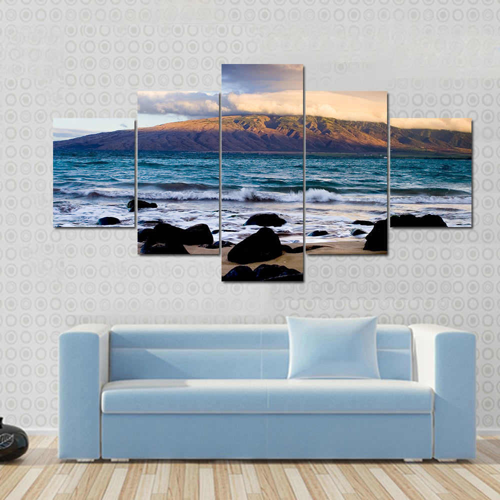Oahu Coastline with Volcanic Rocks Canvas Wall Art