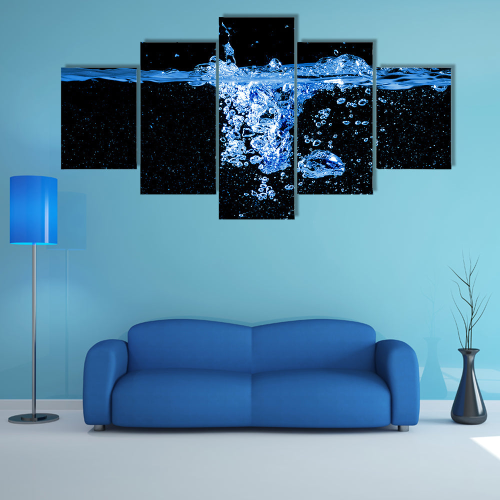 Dark Water Splash with Bubbles Canvas Wall Art