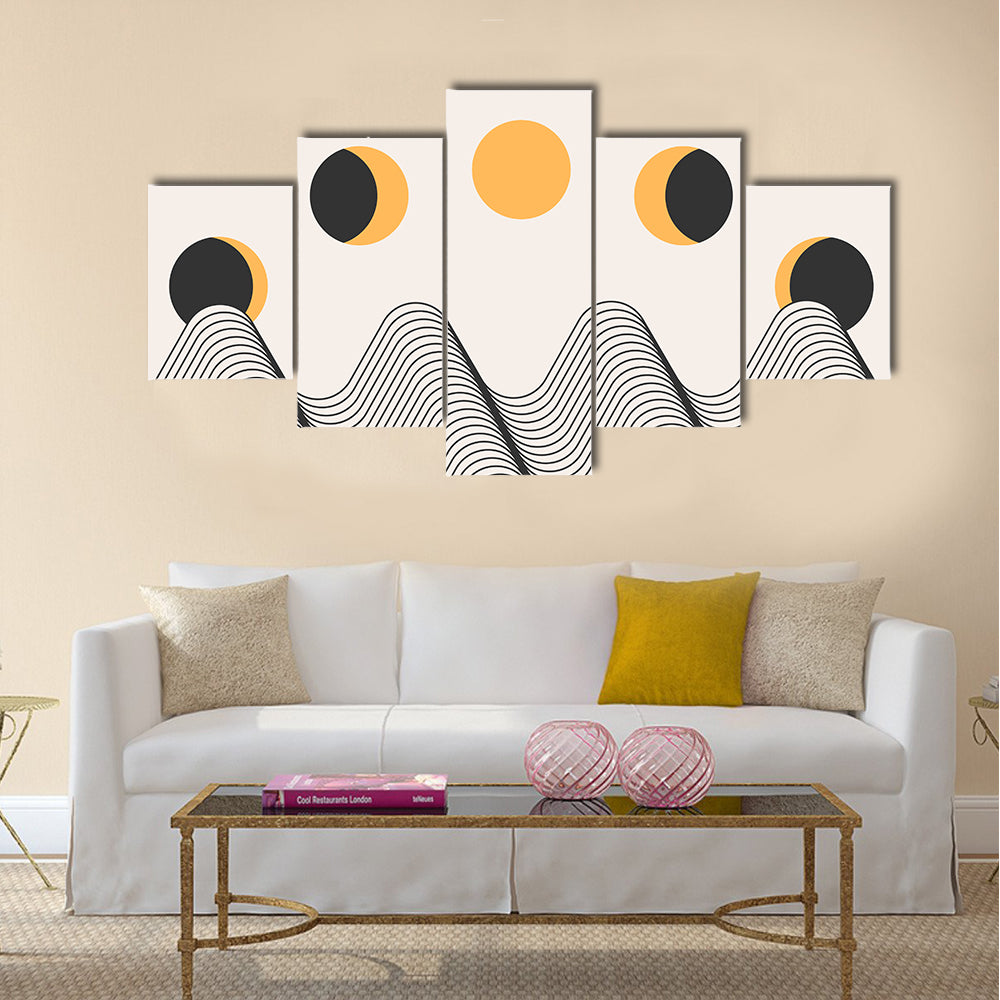 Minimalist Moon Cycle Canvas Wall Art