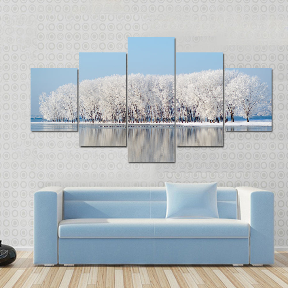 Clear Blue Winter Landscape Canvas Wall Art