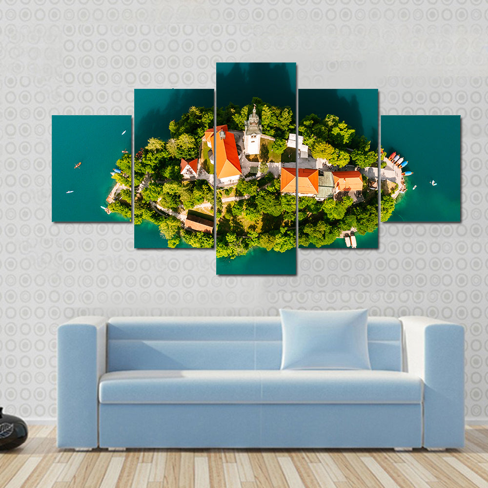 Lake Bled With Assumption Of Maria Church Slovenia Canvas Wall Art