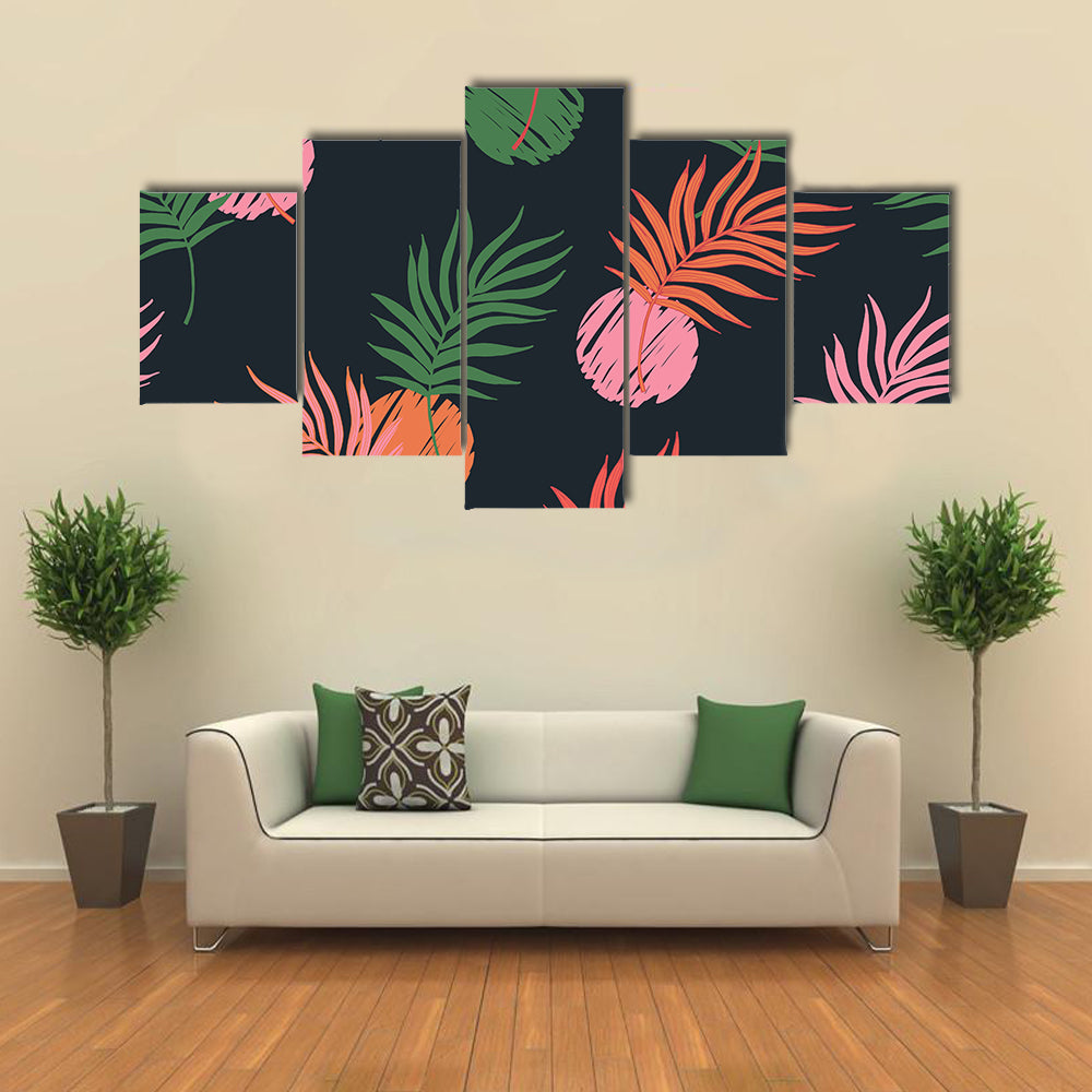 Seamless Palm Leaf Pattern Canvas Wall Art
