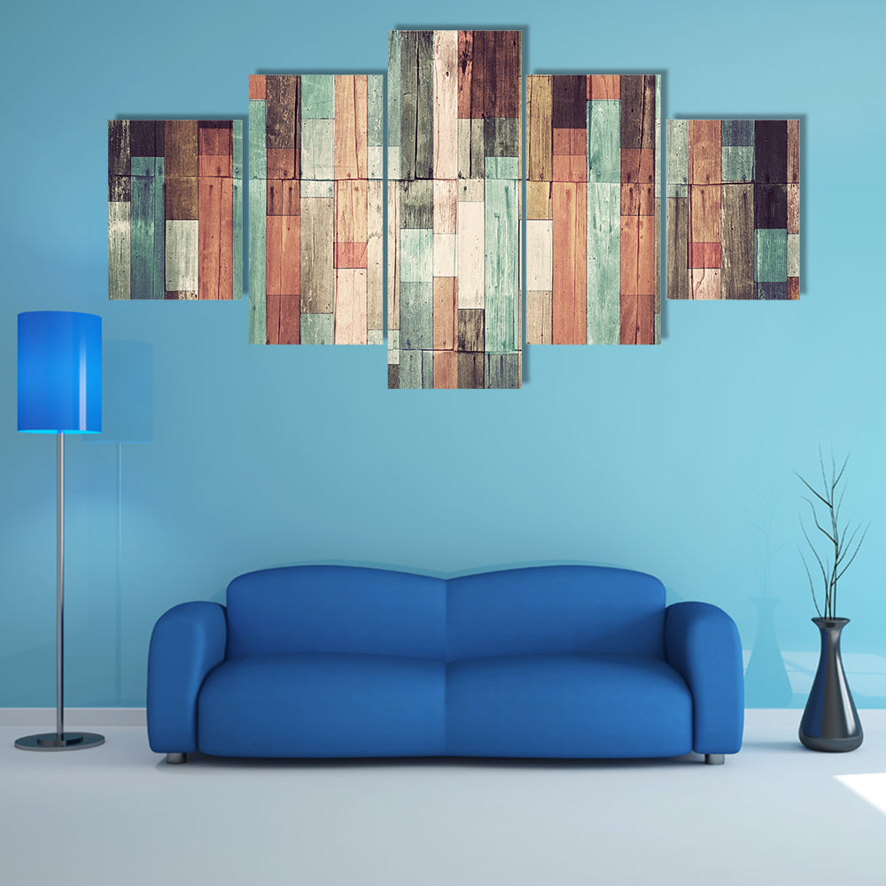 Distressed Reclaimed Wood Plank Pattern Canvas Wall Art