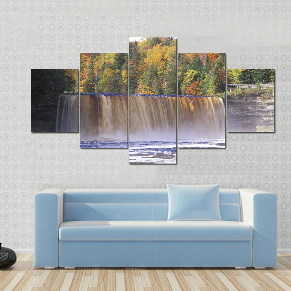Autumn Waterfall in Michigan Canvas Wall Art