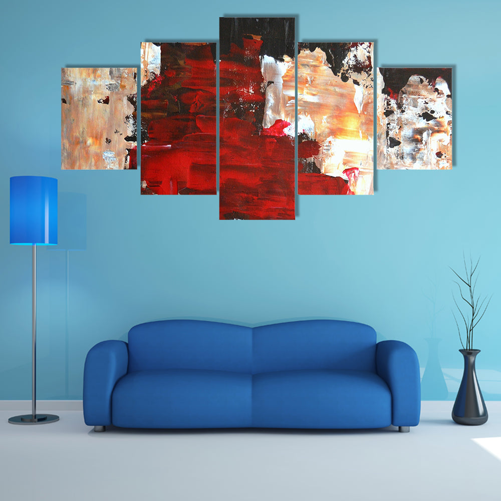 Bold Impasto Abstract in Red and Black Canvas Wall Art