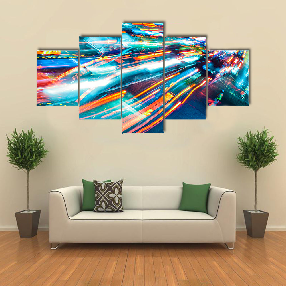 Car Lights Trails Canvas Wall Art