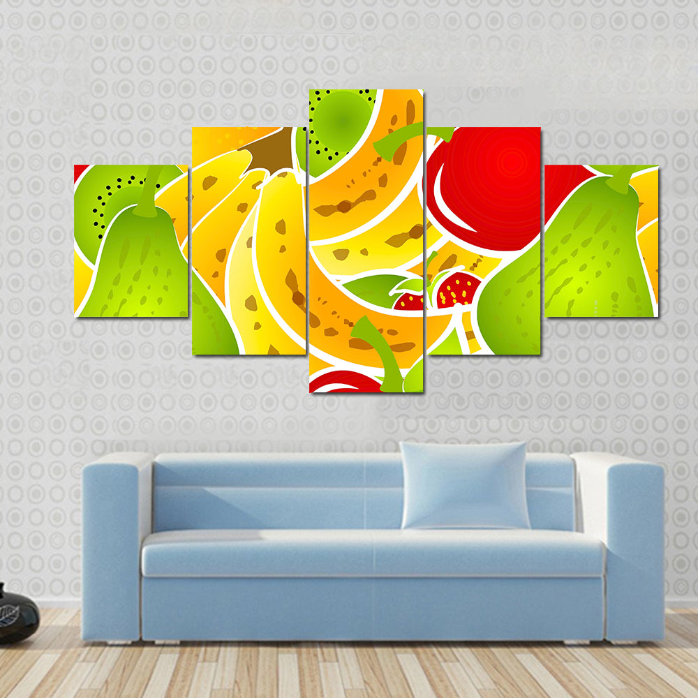 Healthy Fruit Illustration Canvas Wall Art