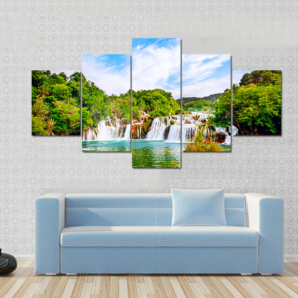 Waterfall In Krka National Park Canvas Wall Art