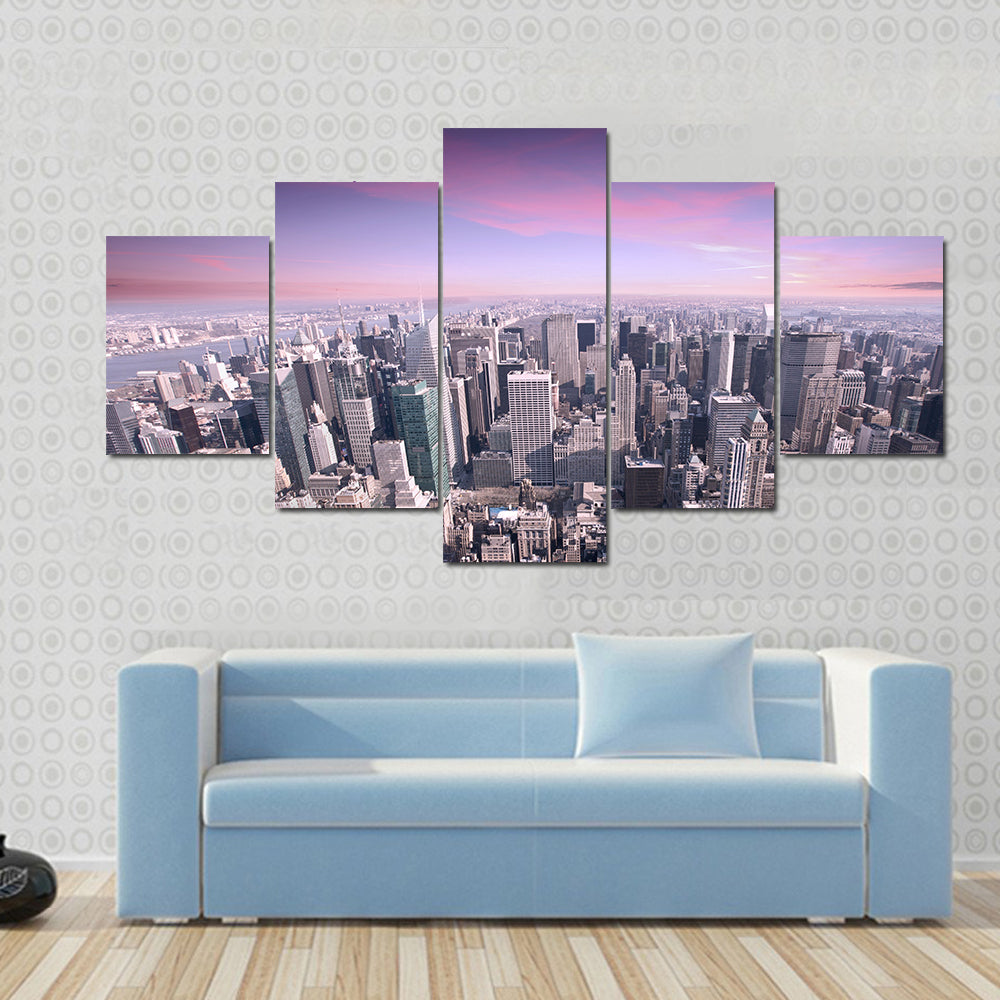 New York City Skyline at Sunset Canvas Wall Art
