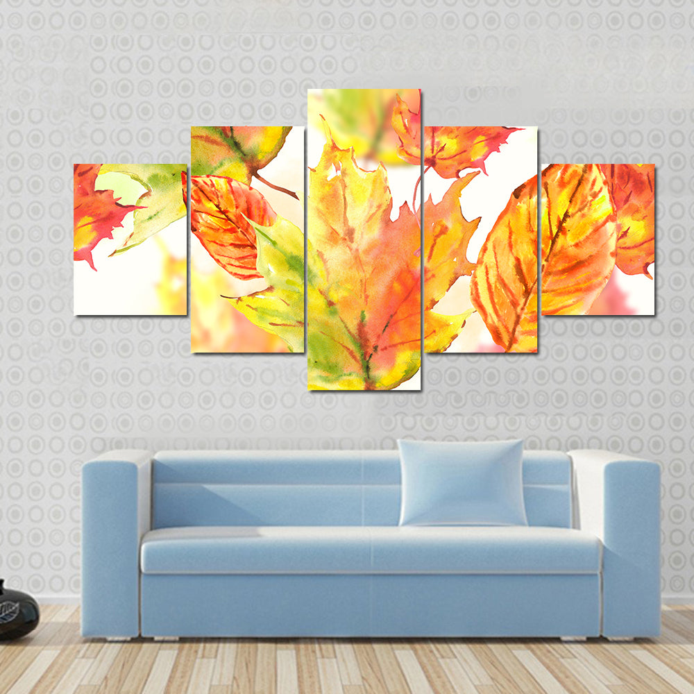 Watercolor Autumn Leaves Canvas Wall Art