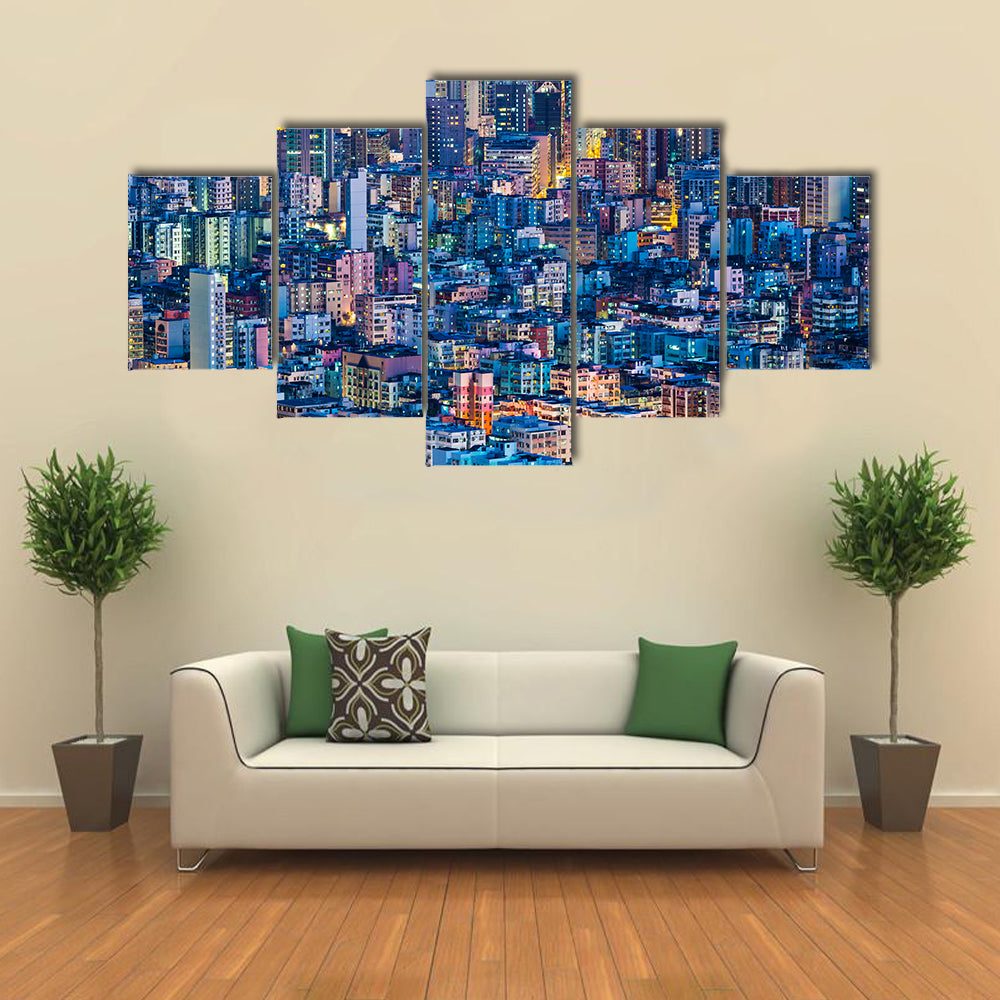 Hong Kong At Night Canvas Wall Art