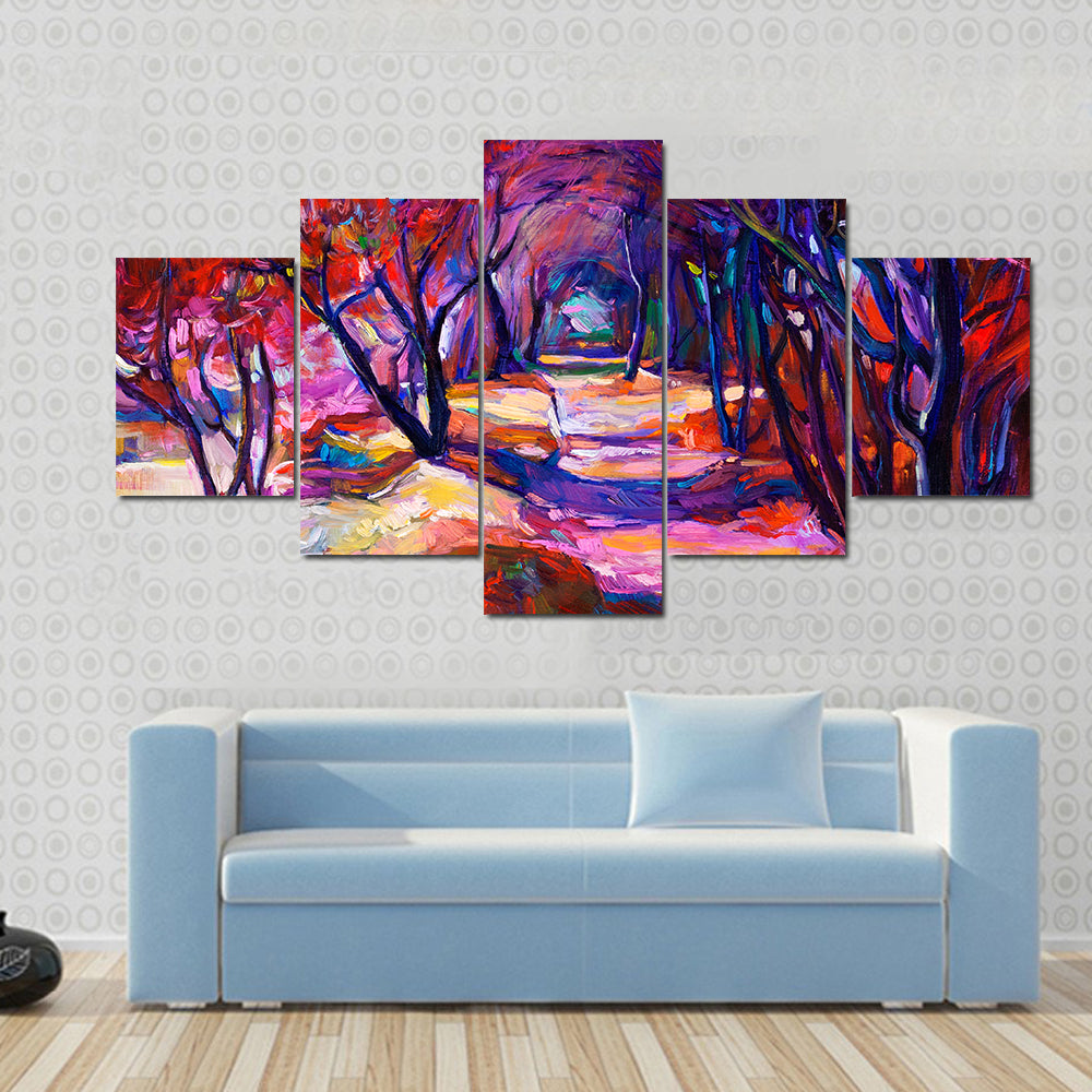 Sunlit Forest Path Canvas Wall Art