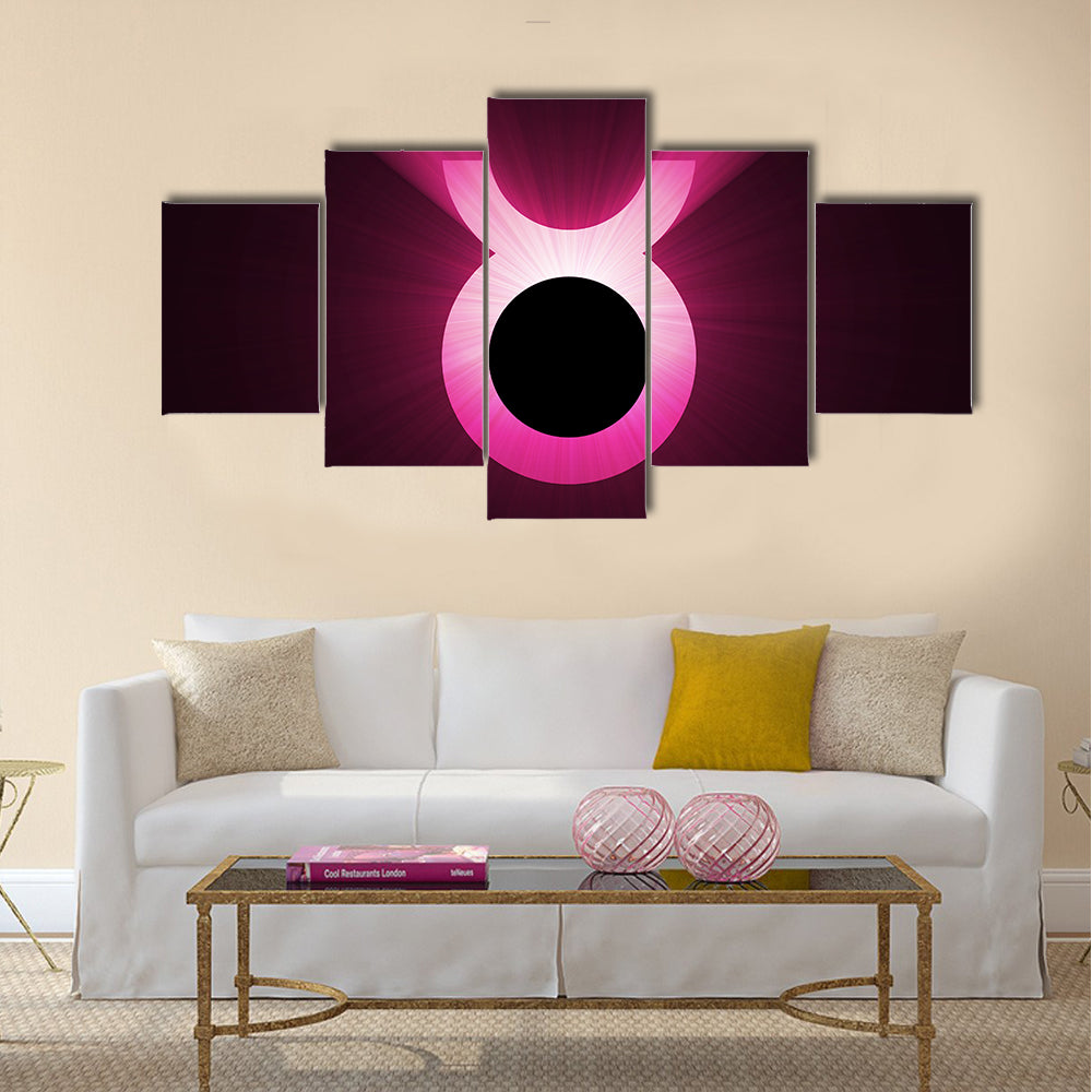 Glowing Pink Taurus Zodiac Symbol Canvas Wall Art