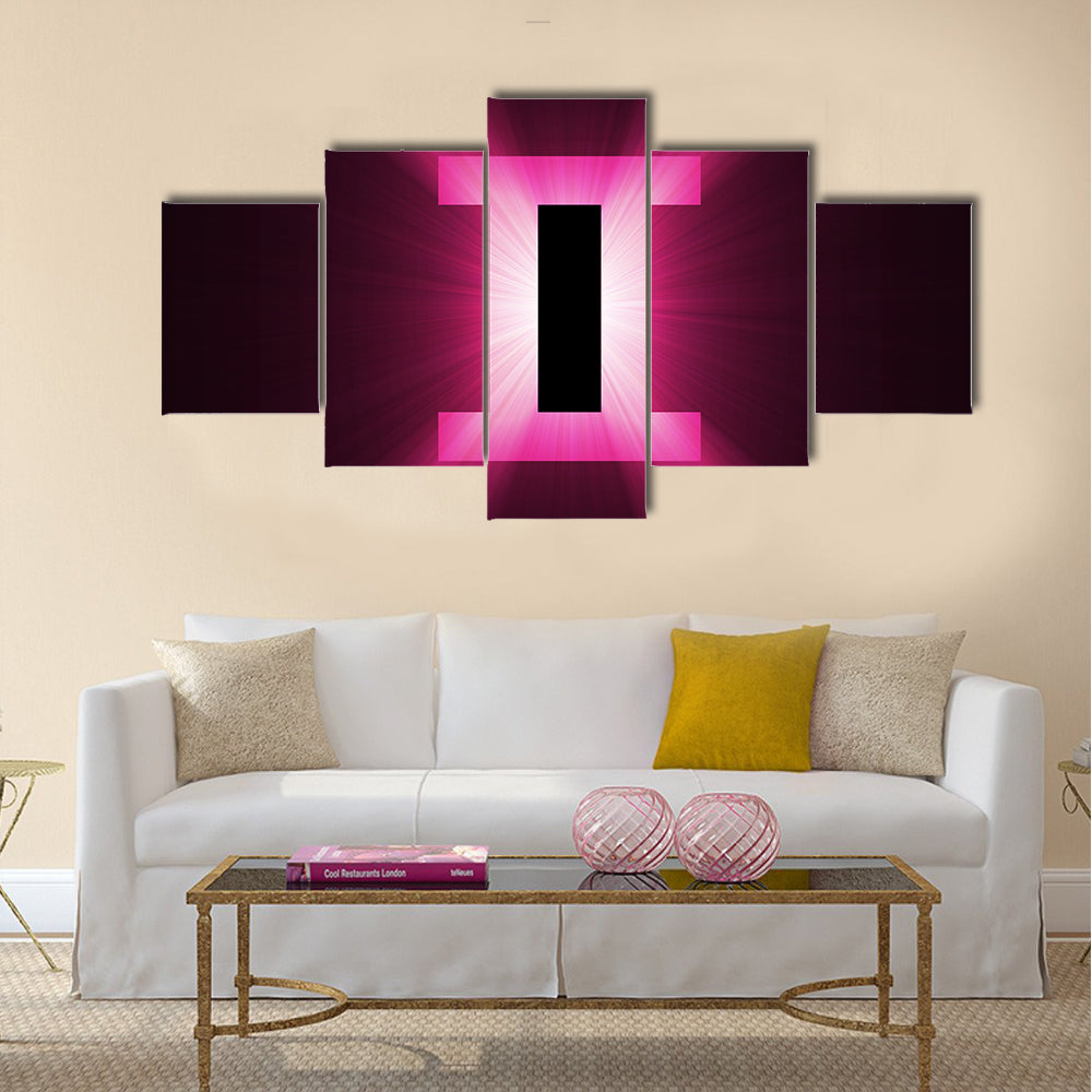 Glowing Gemini Zodiac Symbol Canvas Wall Art