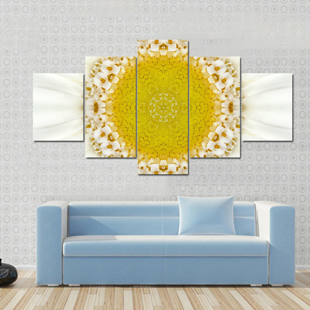 White Concentric Flower Canvas Wall Art