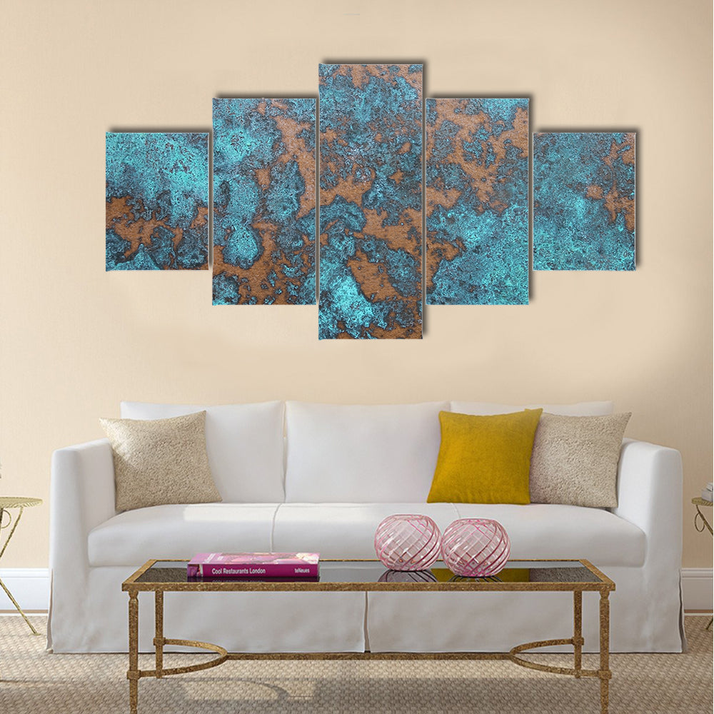 Aqua Rust Abstract Canvas Wall Art