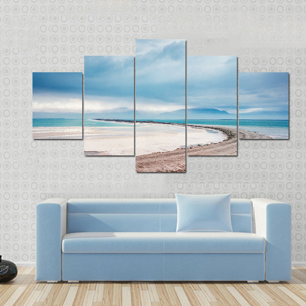 Dead Sea Coastline with Jordan Mountains Canvas Wall Art