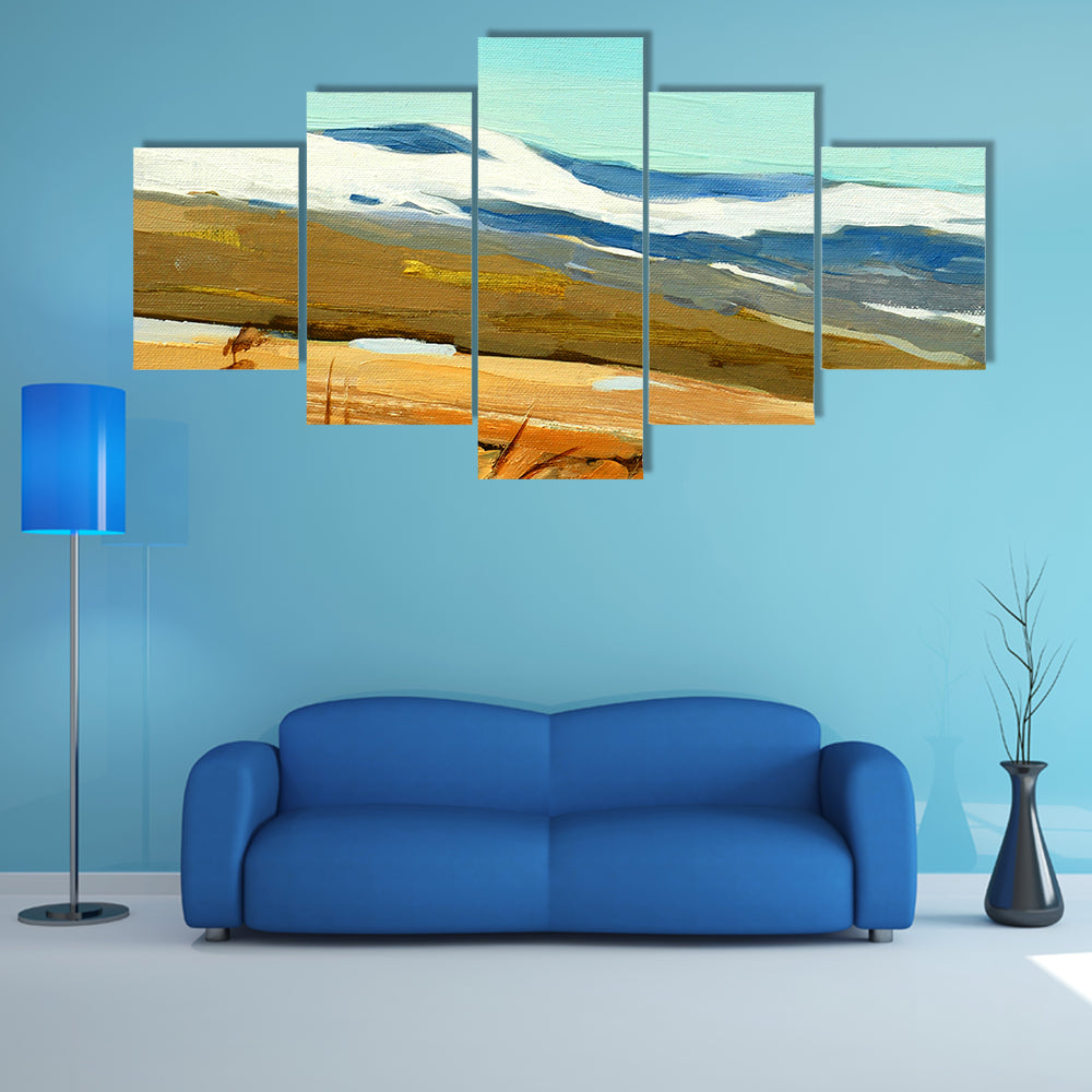 Winter Snow-capped Hills Landscape Canvas Wall Art