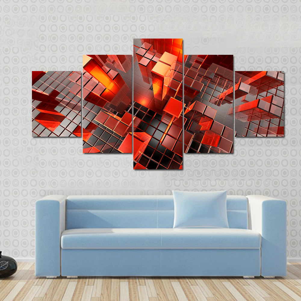 Futuristic Geometric City Blocks Abstract Canvas Wall Art