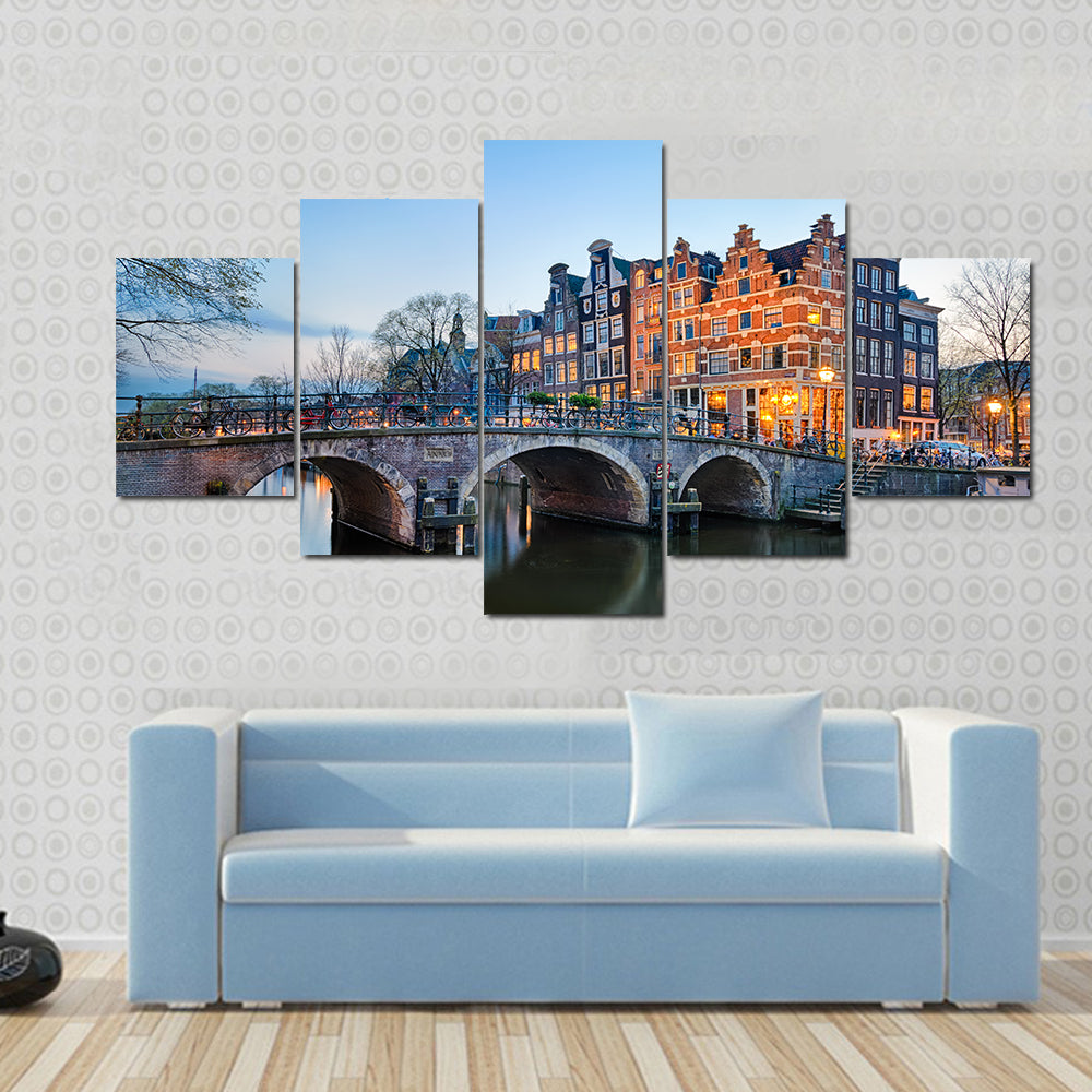 Sunset Over Brouwersgracht, Amsterdam Canvas Wall Art